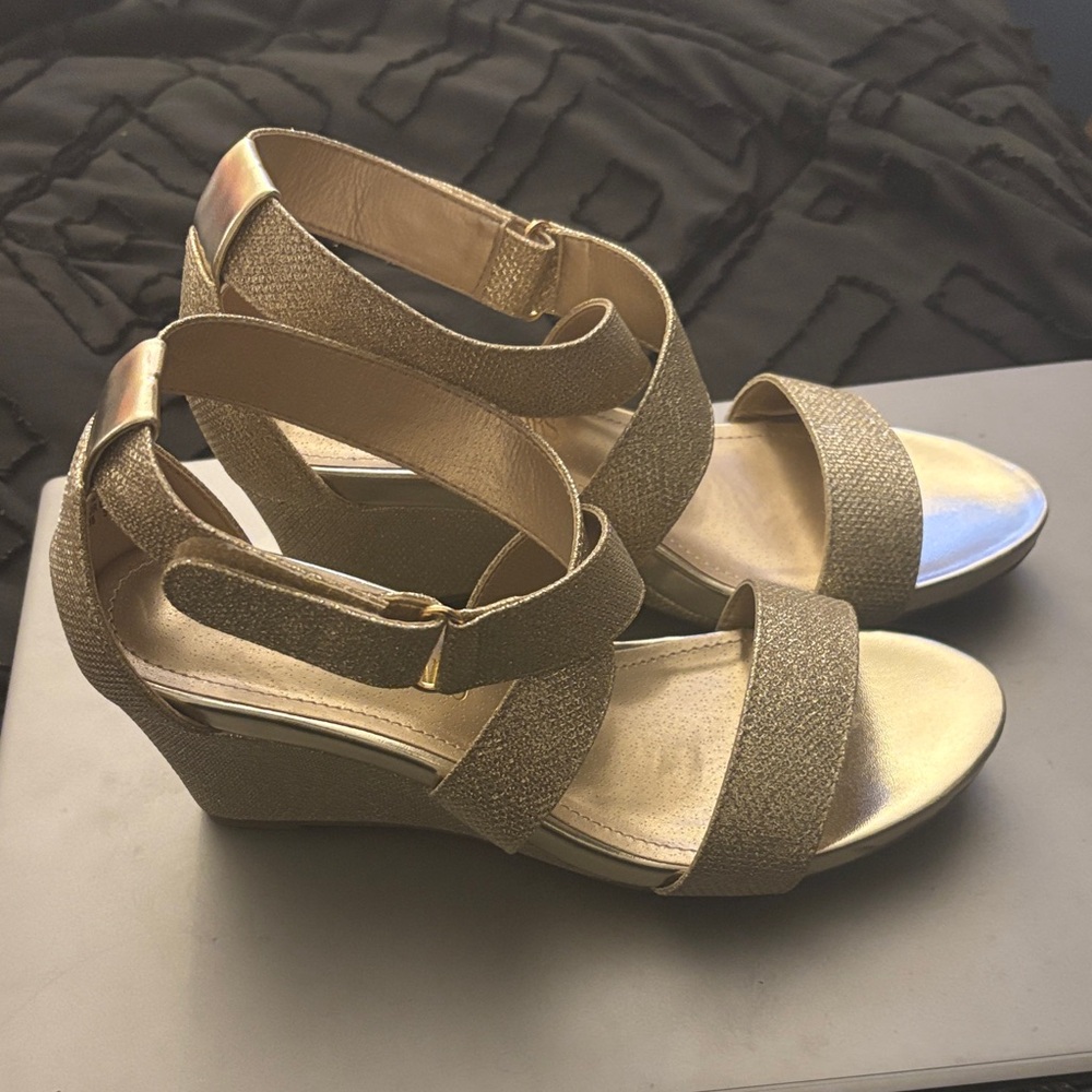 Elegant Gold Wedge Sandals